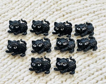 Black cat buttons 20mm for Halloween projects, cardigans, decorations a set of 10