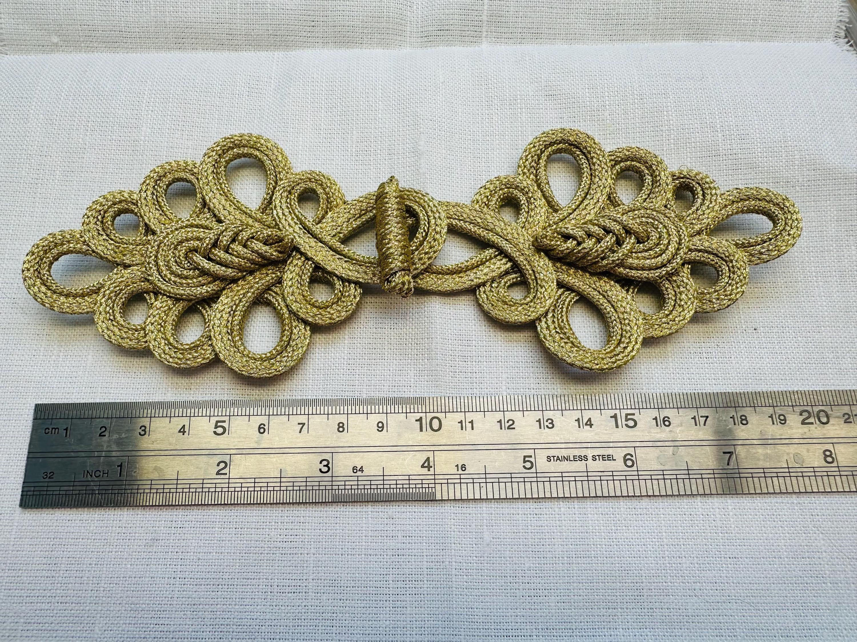 Gold-tone Ornate Frog Closure: Cloak Fastener, Knitwear  display picture 2