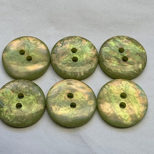 Iridescent buttons lime green 20mm a set of 6
