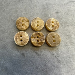 Genuine horn buttons vintage 15mm a set of 6