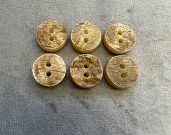 Genuine horn buttons vintage 15mm a set of 6