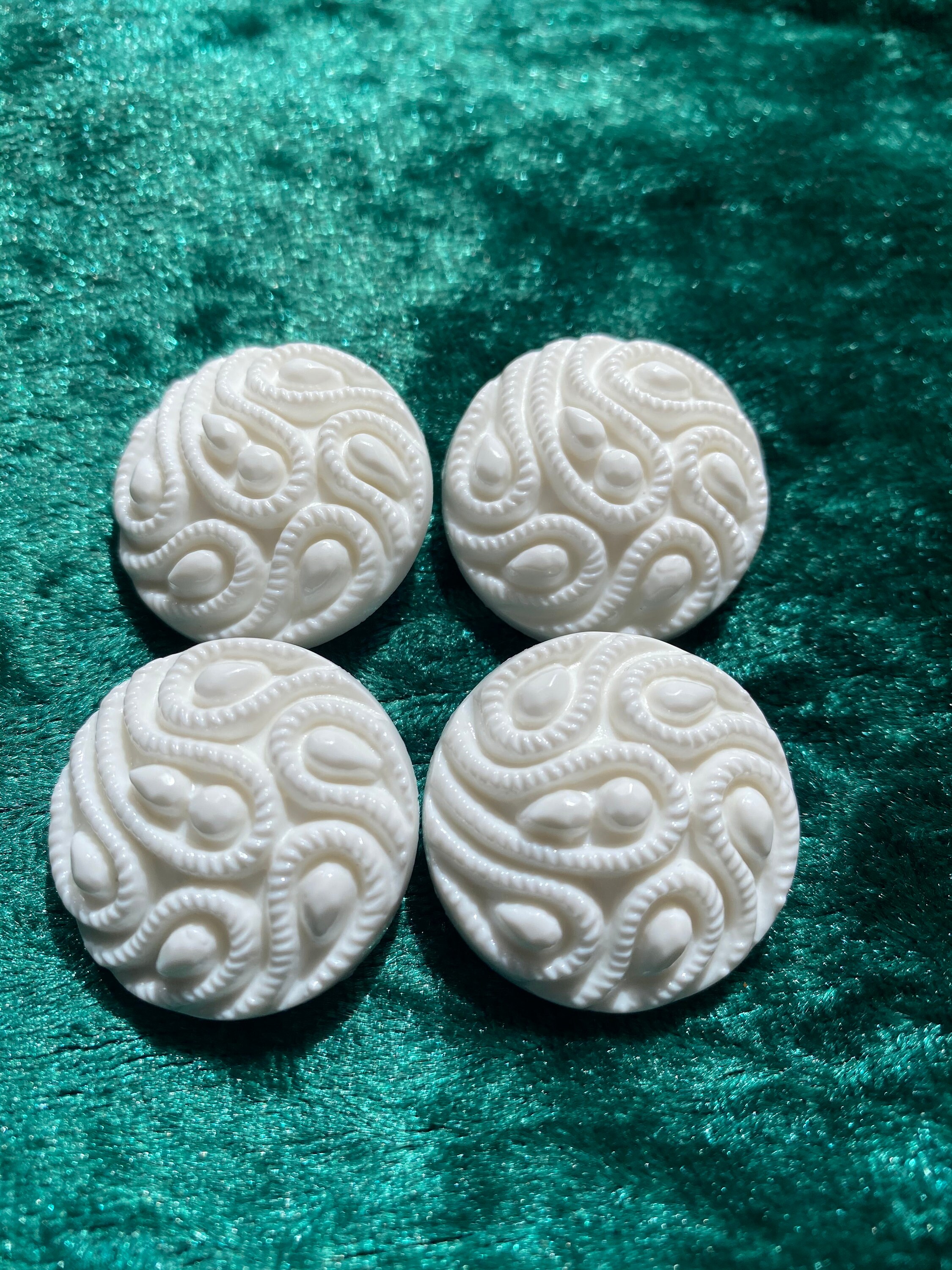 White decorative buttons x 4 Etsy