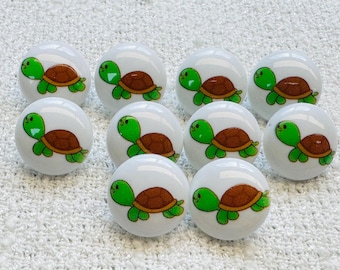 Turtle picture buttons 15mm a set of 10 for cardigans, kidswear, dungarees