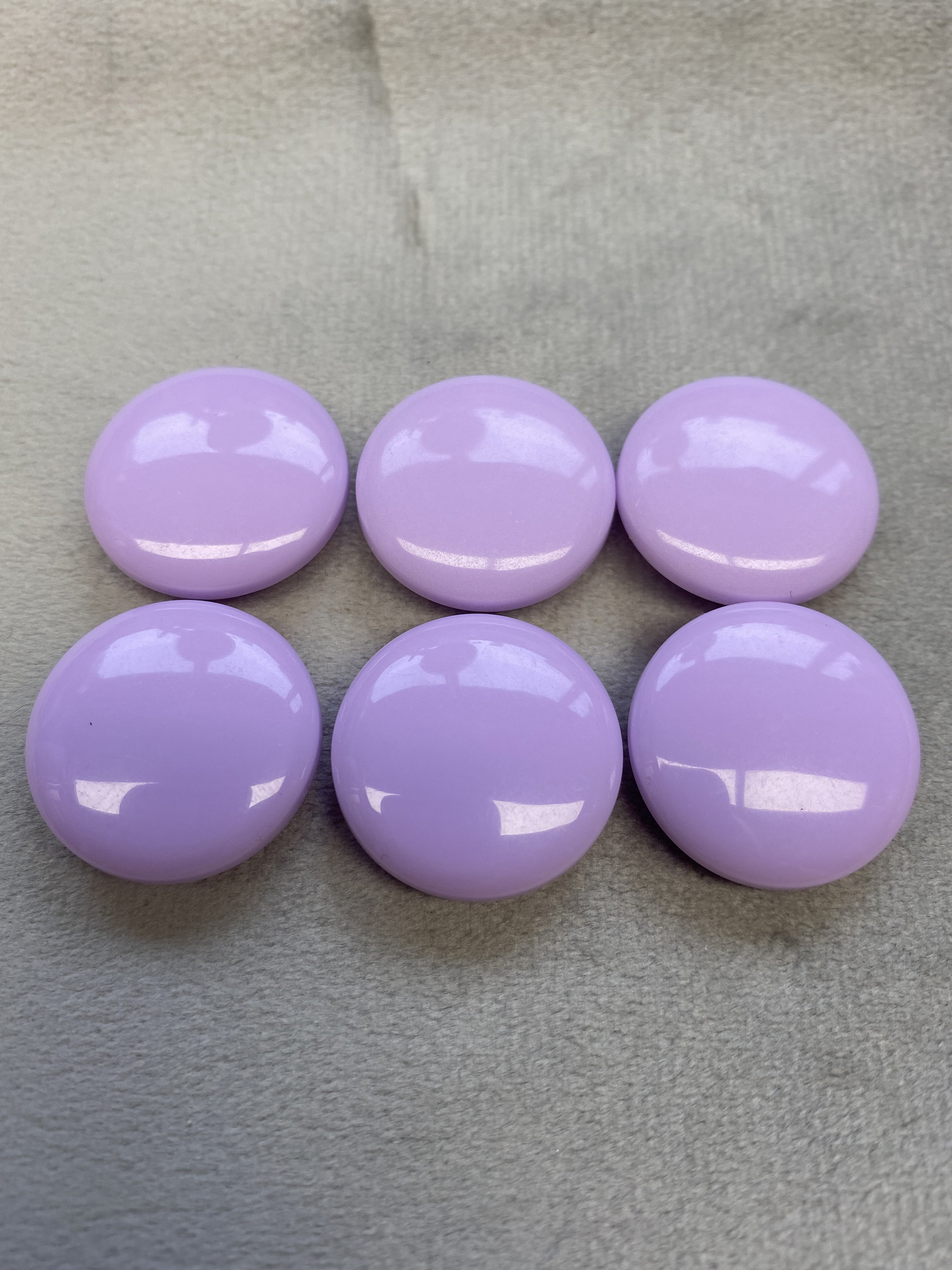 Botones joya lila con respaldo laminado 18 mm un juego de 6