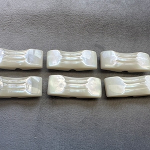 Perlmutt Knöpfe Creme Länglich irisierend Finish 38 x 14 mm im 6er Set