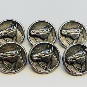 Silver-Tone Horse Head Buttons 23mm: Equestrian Blazer Jacket Set of 6