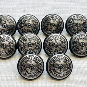10er Set - Compass Manschettenknöpfe Gunmetall 15mm - Blazer und Jacken-Ärmel