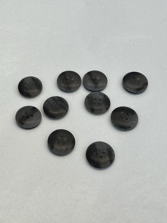 Lot De 6 Boutons Noirs Et Gris Marbrés Ronds 3cm - Occasion Comme Neuf