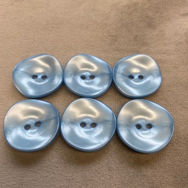 Pearly buttons light blue satin finish 24mm a set of 6