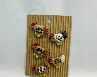 Chicken Buttons for Knitwear – 24mm Ceramic Hen Buttons card of five