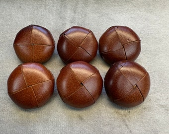 Leather football button tan 25mm a set of 6