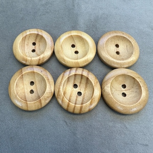 Natural Wooden Buttons: 34mm Eco-Friendly Set of 6