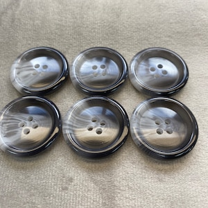 Glossy buttons grey shaded classic design 28mm a set of 6