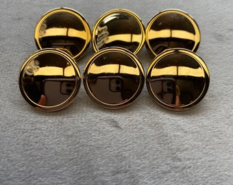 Metal buttons gold tone mirror finish 19mm a set of 6