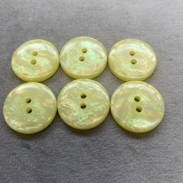 Boutons irisés jaune citron 20 mm le lot de 6