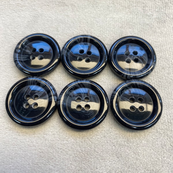 Classic suit buttons black ombre design 23mm a set of 6