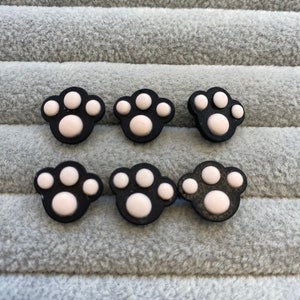 Cute paw buttons black and pink 12mm a set of 6