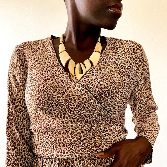 Vintage 80s Leopard Silk Wrap Dress by DVF