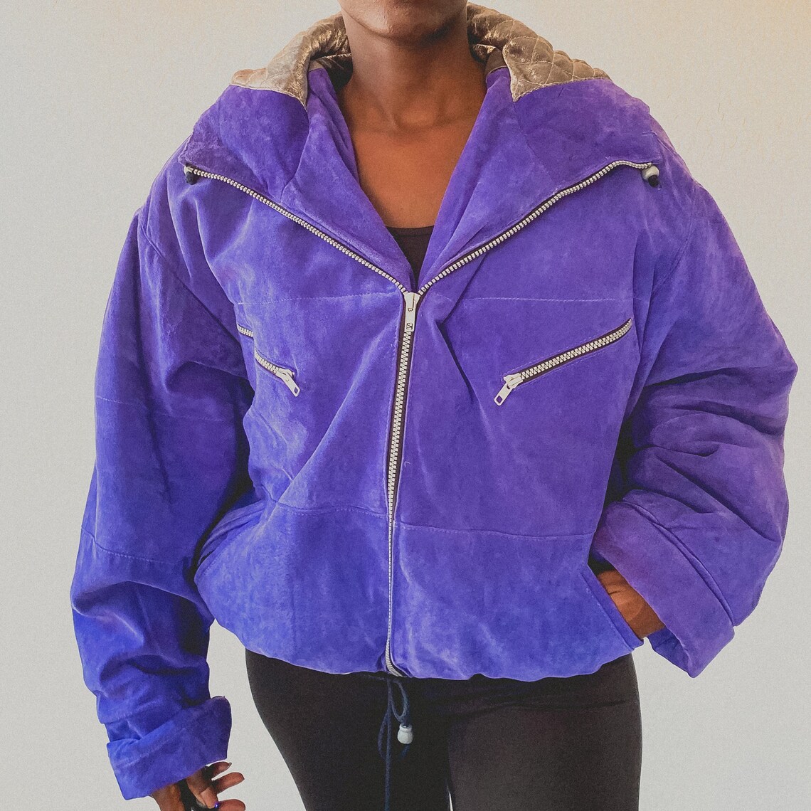 Vtg Purple Suede Cropped Jacket | Etsy