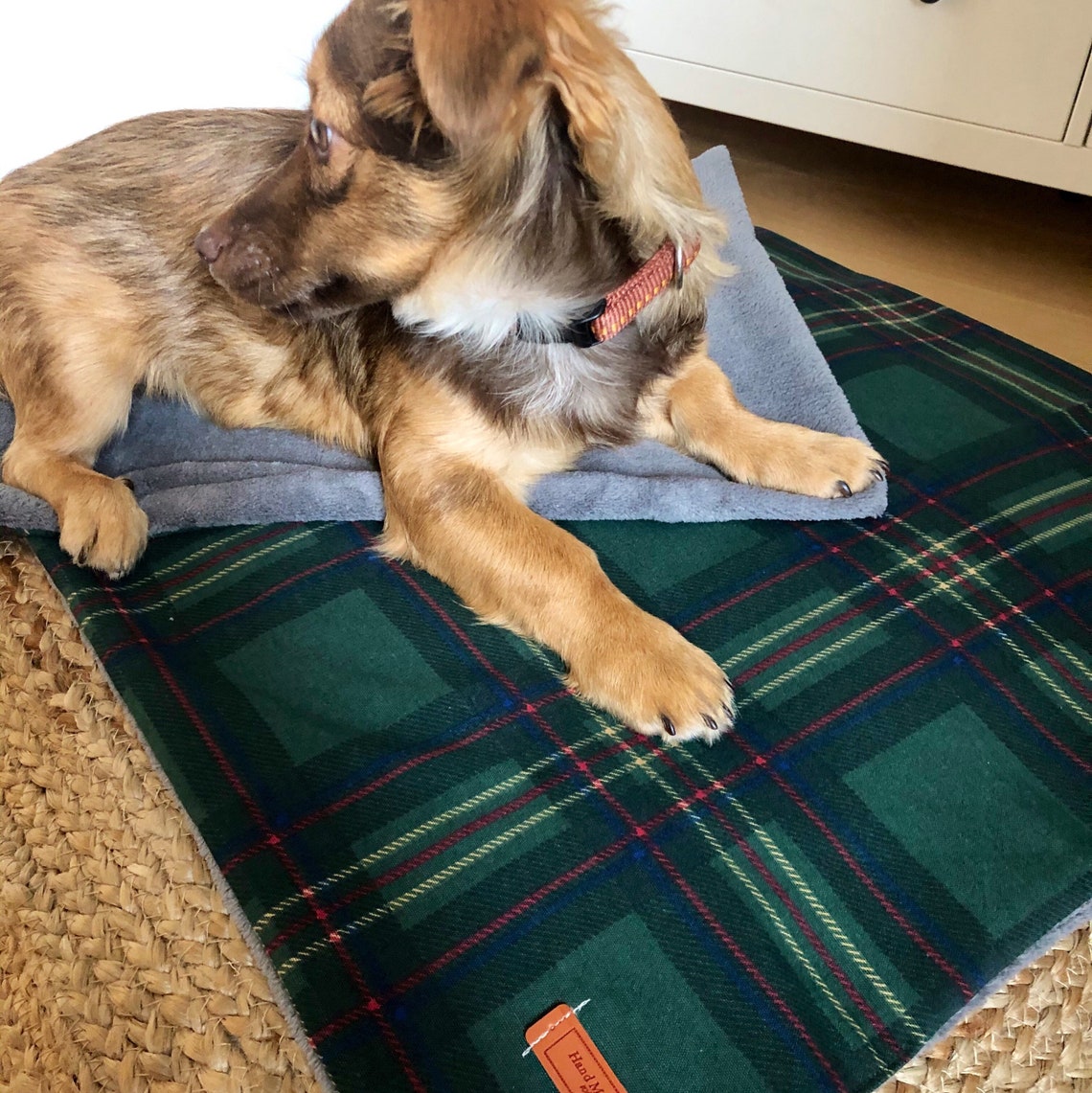 Robust Outdoor Fleece Dog Blanket / Plaid Dark Green Blue Grey Etsy