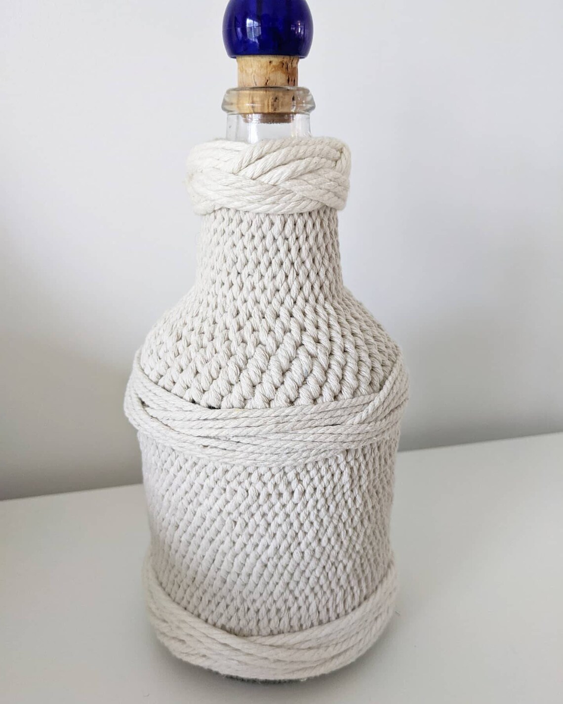 Rope wrapped bottle. Pussers rum. Rope art. Etsy