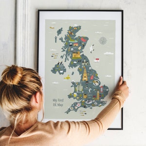 My First UK Map Personalisierte Karte für Kinderzimmer Schlafzimmer. Geschenk. Wandkunst. Maßgeschneidert.