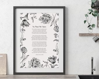 Black Floral Poem Favourite Lyrics Words Personalised Print. Use Your Own Words. Unframed Poster A4, A3, A2. Custom Made