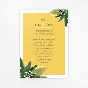 Personalised Floral Illustration Poem Print Use your Own Words Custom Made Poster Wedding Anniversary Funeral Reading Gift