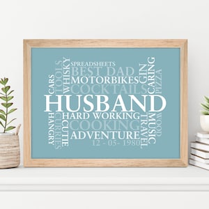 Custom Made Word Cloud Print. Personalised Handmade Gift. Use Your Own Words. A4,A3,A2