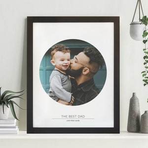 Marco de regalo personalizado para pared del hogar con estampado circular hecho a mano &#39;Use su propia foto&#39;, marco de regalo para aniversario familiar y boda