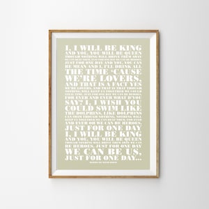Heroes By David Bowie Unframed song Lyrics Typography Print A4 A3 A2 Wall Decor Poster