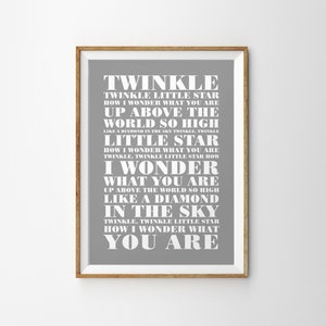 Twinkle Twinkle Little Star Nursery Rhyme Unframed Print Art Home Wall Decor Contemporary Modern Poster Children&#39;s Room