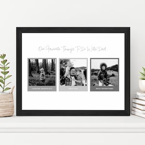 Impresión personalizada de 3 fotos. Enmarcación disponible. Día del Padre. Familia. Decoración de pared personalizada, regalo de recuerdo. Hecho a mano, por encargo.