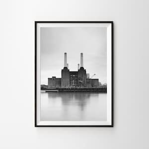 Battersea Power Station London Black and White Print Unframed Art Home Wall Decor Monochrome Contemporary Modern Photography