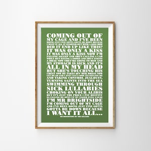 Mr Brightside by The Killers Unframed song Lyrics Typography Print A4 A3 A2 Wall Decor Poster