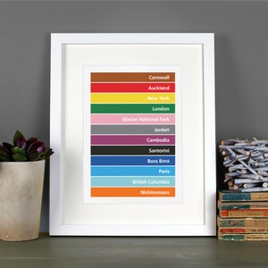 Personalised Favourite Places Destinations Words Print. A4, A3, A2 Custom Made Birthday Travel Home Art Gift