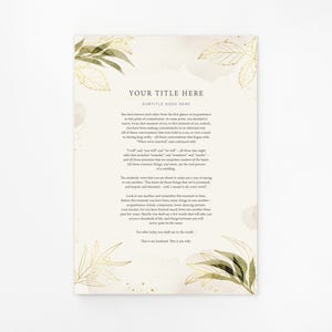Use your Own Words Personalised Print. Favourite Poem Lyrics Floral A5 8x10 A4, A3 A2 Custom Made Wedding Anniversary Funeral Reading gift