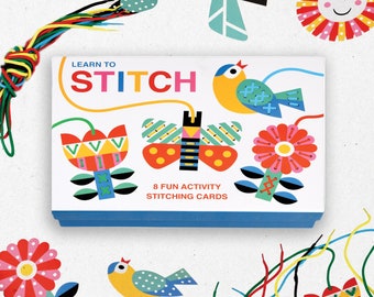 Learn To Stitch Set of 8 Activity Pack Fun Gift Embroidery Arts Crafts Kit