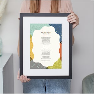Oh, os lugares que você irá - Impressão de poema infantil. Pode ser personalizado. Decoração de parede. Arte emoldurada abstrata colorida ousada