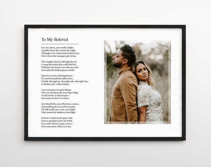 Custom Personalised Photo and Poem Print. Use Your Own Words & Images. Framed Wall Art Keepsake for Wedding Family Funeral or Reading
