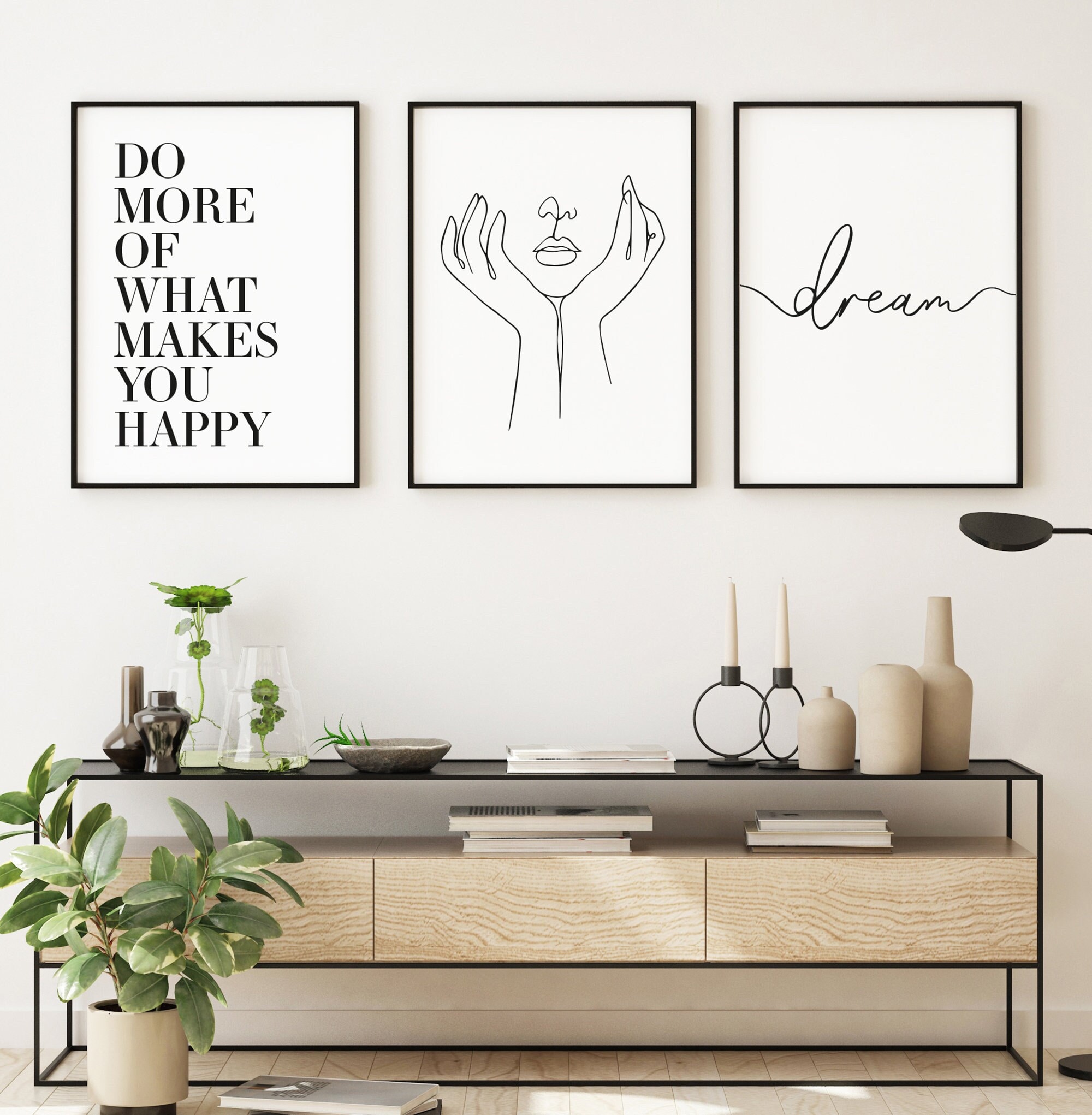 Set of 3 Unframed Black and White Art Prints. Modern Art for Etsy UK