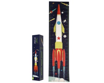 Space Age Children's Height Chart Children's Bedroom Wall Decor, Playroom Wall Decor, space theme gift bedroom, rocket theme gift