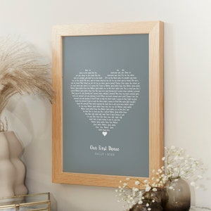 Love Heart Lyrics Personalised Print. Use Your Own Words. Anniversary Gift. Framed. Wall Decor. Handmade.
