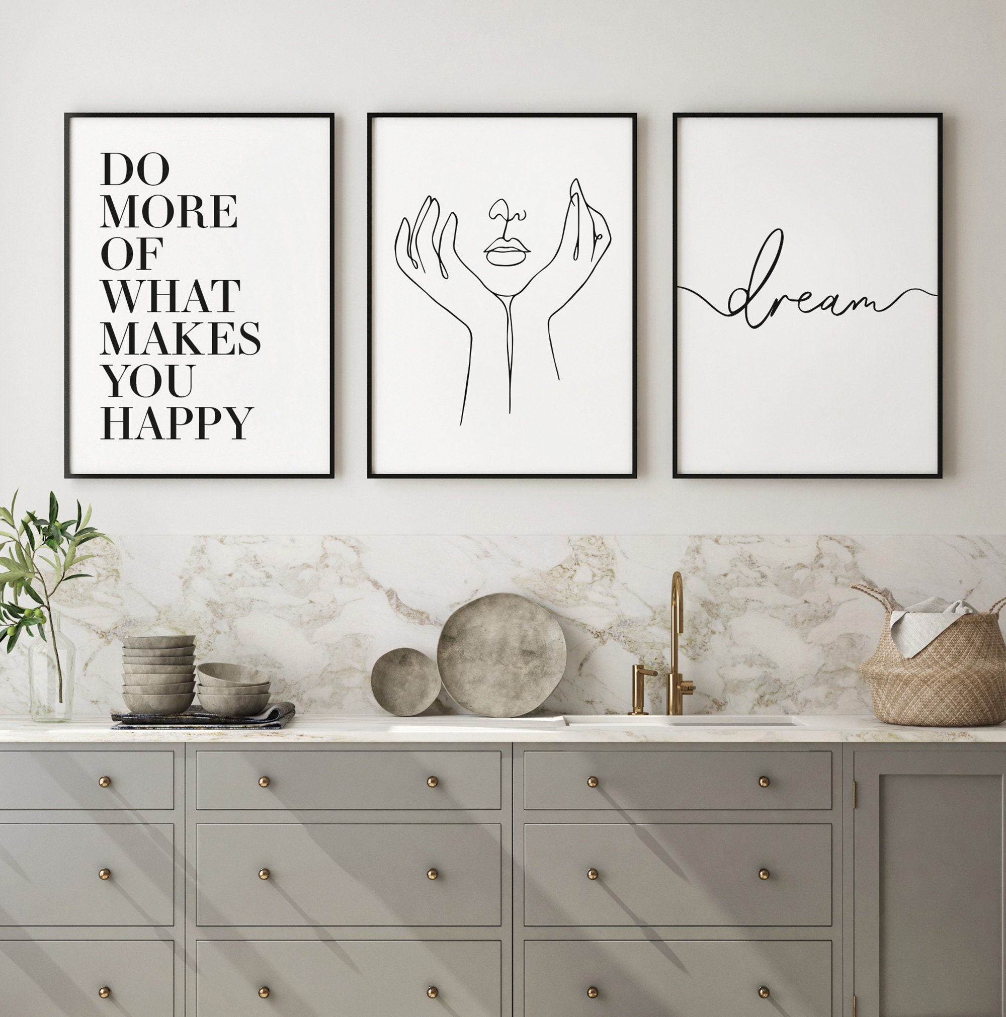 Set of 3 Unframed Black and White Art Prints. Modern Art for Etsy UK