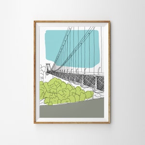 Clifton Bridge Illustration Unframed Print Art Home Wall Decor Contemporary Modern Poster Bristol