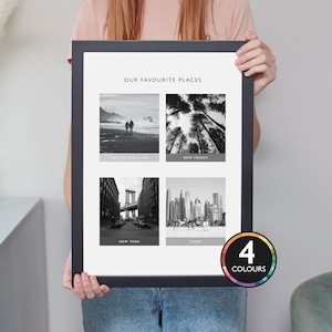 Custom 4 Photo Print: Anniversary Wedding Travel Gift
