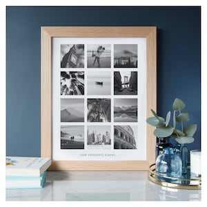 Impresión de collage de fotos personalizado: marco de madera hecho a mano, decoración de pared personalizada