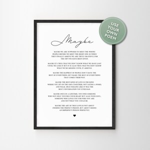 Maybe Wedding Poem Print Black and White Personalised Use Your Own Words Handmade Custom Made Wedding