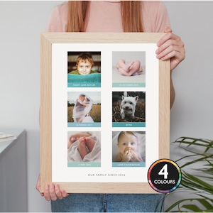 Impresión de collage de fotos personalizado - Recuerdo familiar - Marco hecho a mano