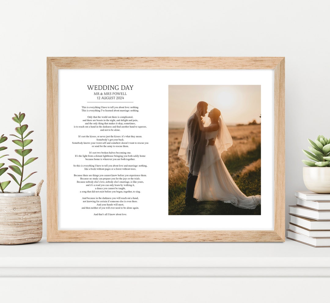 Personalised Poem and Photo Print: Custom Wedding Keepsake